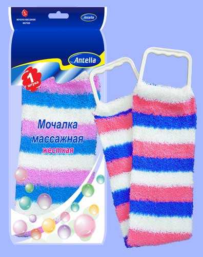 мочалка для тела МАССАЖНАЯ жесткая 10*60см Antella Premium