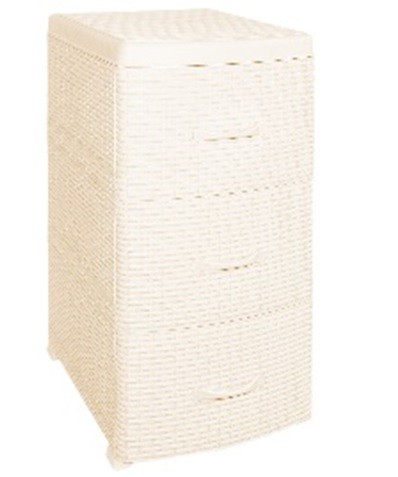 Комод 3-х секц без декора "Ротанг" (слоновая кость) 38х48х72см