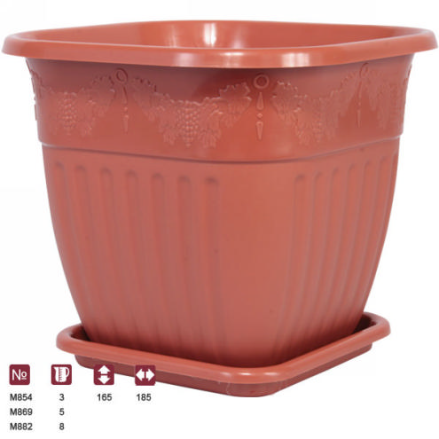 Горшок-кашпо "Лозанна" 5л с поддоном квадр. (белый)(то)