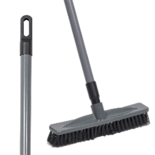 Щётка для пола "Эталон" 26 см жесткая с черенком 120 см (серый)