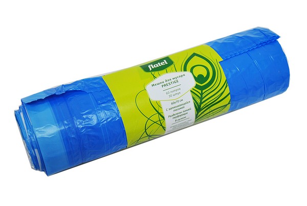 Мешок для мусора ПРЕСТИЖ 60л, 30 шт. с затяг. тесьмой 12мкм