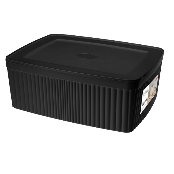 Коробка с крышкой "VELVET", 295х225х110мм, 6,55л (черный) (то)