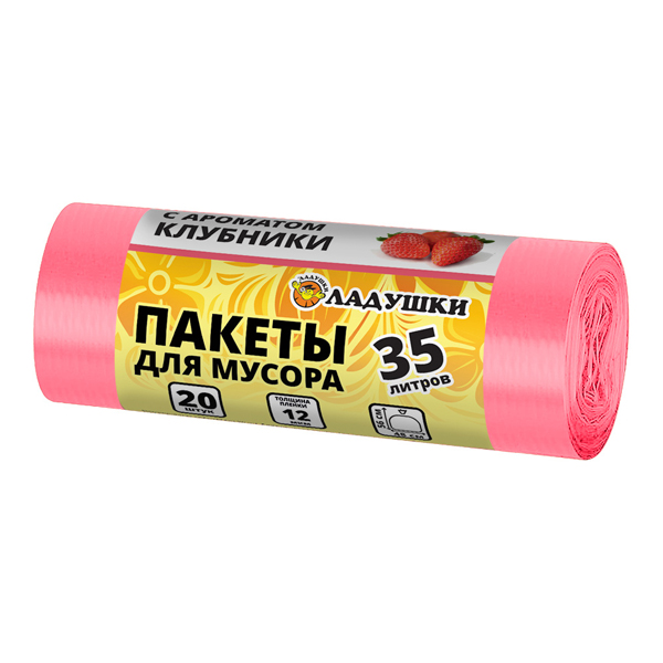 Пакеты для мусора 35л 20шт 12мкр с ароматом клубники
