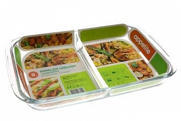 Форма стекл прям 39x23x5см/2,8л с разделителем ТМ Appetite