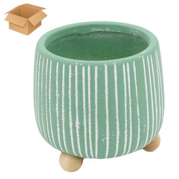 Кашпо керамическое ЛУКРЕЦИЯ бирюзовое 11*11*12см, на деревянных ножках