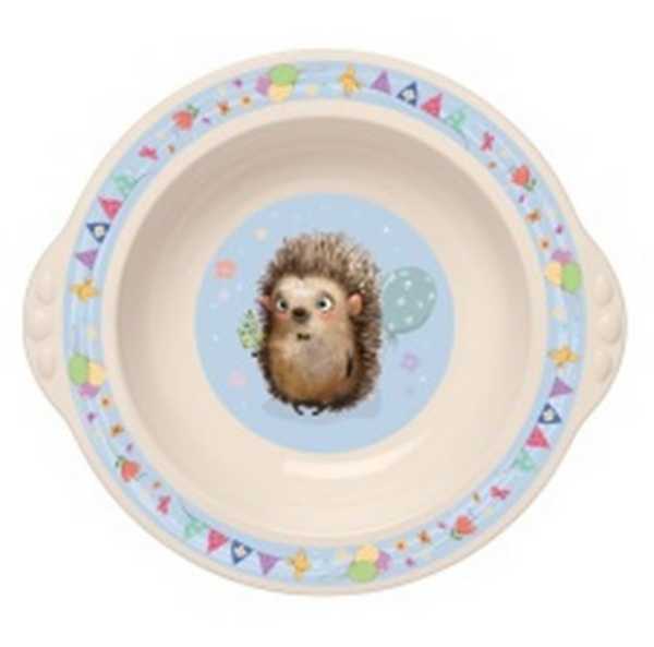 Тарелка детская глубокая с голубым декором (бежевый) (то)