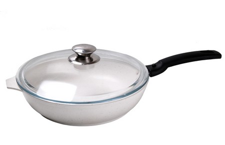 Сковорода 240/60мм со съемной ручкой,со стеклянной крышкой,,АП(светлое),линия "Традиция"