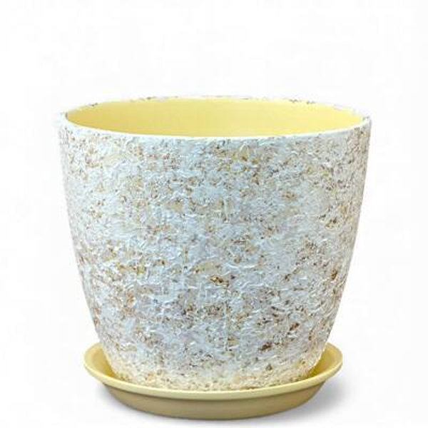 Горшок Роспись бутон яшма белый 15см (РС191/2)