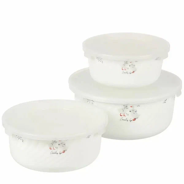 Набор салатников JEWEL Гусики 3 предмета с крышкой (стеклокерамика),