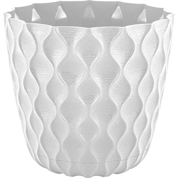 Горшок для цветов Wave D270мм с дренажной сеткой 10л белоснежный жасмин (то)