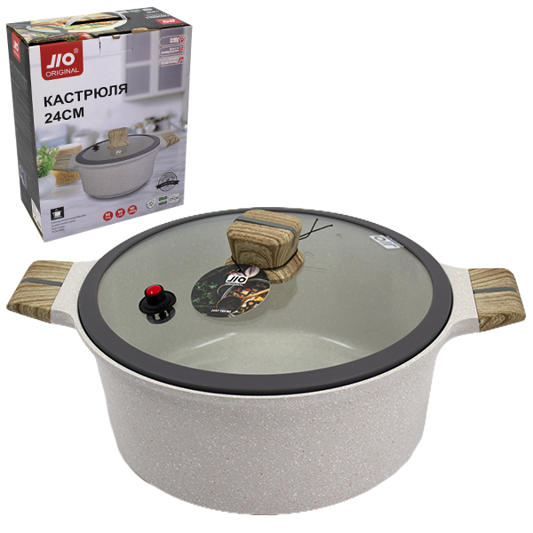 Кастрюля Ø-24см h-12см, со стеклянной крышкой 