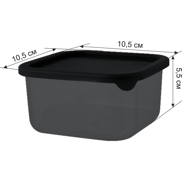 Контейнер д/продуктов Black 0,4л квадр. с гибк.крышкой (то)