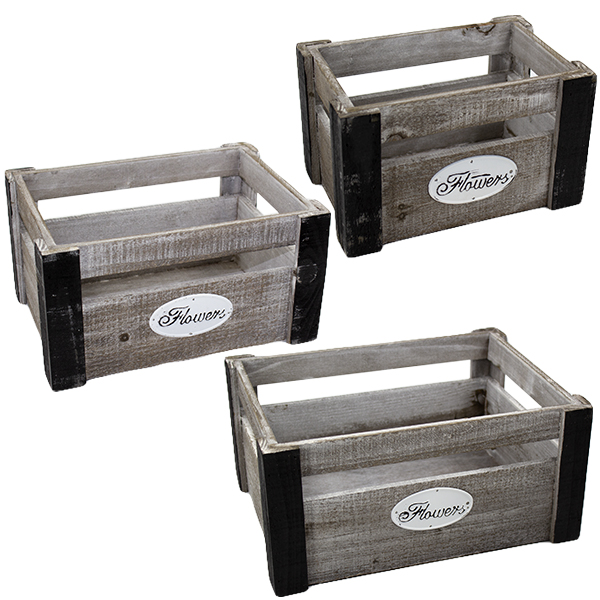 Кашпо-ящик для цветов деревянное набор 3шт ( 24*16*14см / 29*20*15см / 34*25*16см )