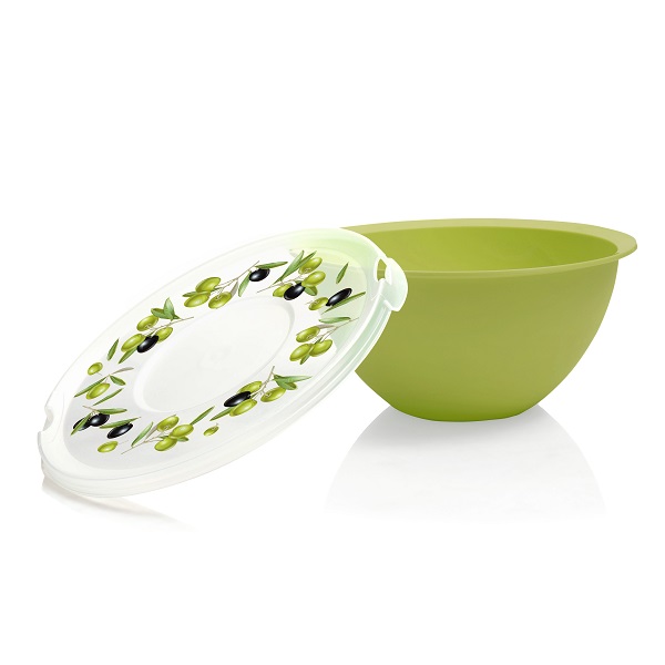 Миска с крышкой Fresh олива 2л (то)