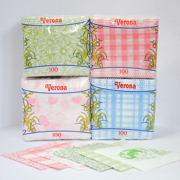 Салфетки "Verona",1сл.100л, с рисунком 24х24, п/п