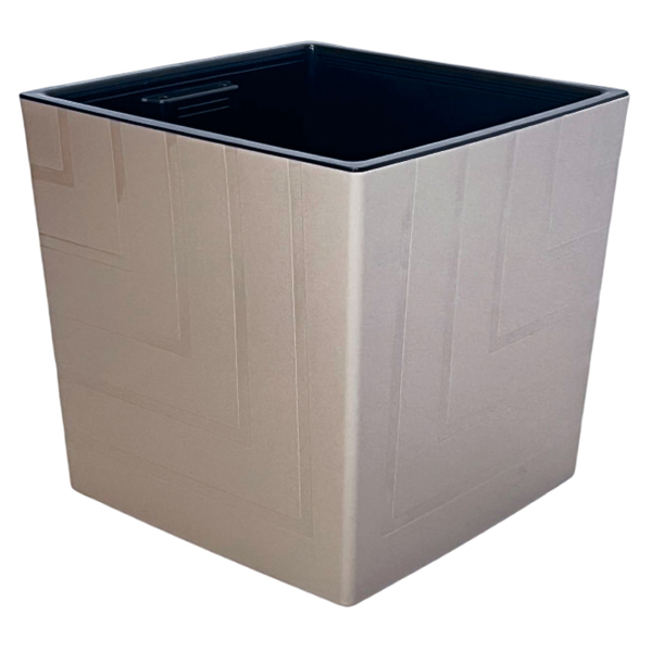 Горшок Квадро 23,4л с черной вкладкой и ручками Фраппе