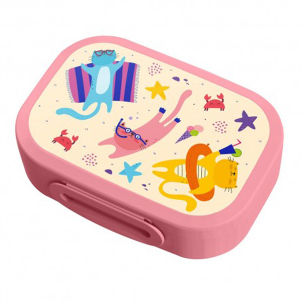 Ланч-бокс с декором 0,98л (розовый) (то)