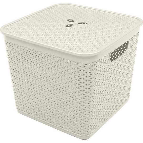 Корзина квадратная Rattan 21л (с крышкой) белое облако (то)