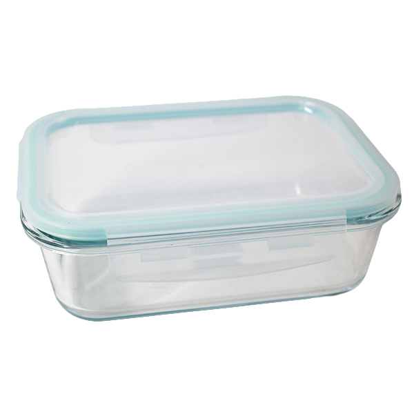 Контейнер стеклянный прямоугольный 680мл с пластиковой крышкой
