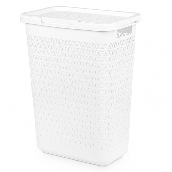 Корзина для белья "Элемент" 30л узкая (белый) (то)