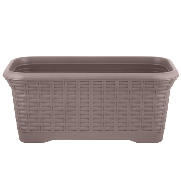 Горшок прямоугольный Rattan 40см, 7л, съемный поддон, французский платан