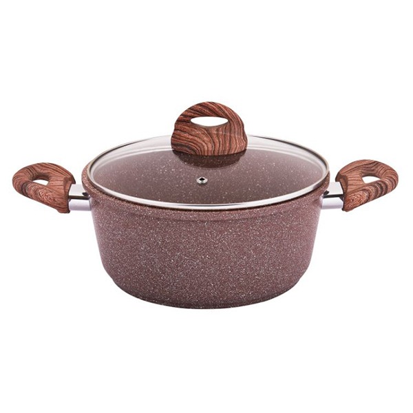 Кастрюля а/пр литая 3,0л стекл/кр коричн Престиж ТМ Традиция