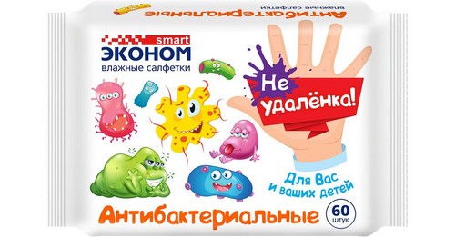 Не удаленка! Влажные салфетки детские антибактериальные  Эконом smart №60