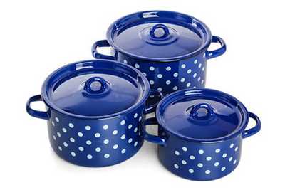 Набор №33 кастрюль цилиндр. Белый Горох  (1,5/3,0/4,5л)