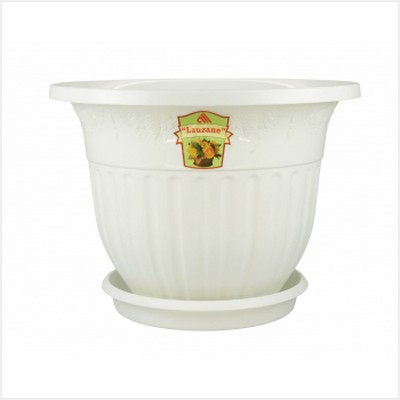 Горшок-кашпо "Лозанна" 17л с поддоном (белый)(то)