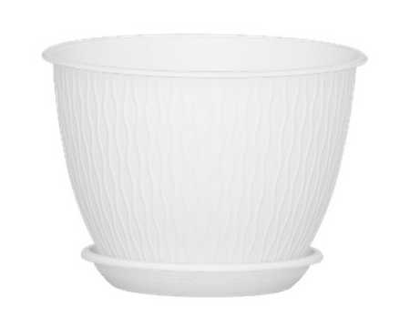 Горшок "Корсика", D17, с поддоном 1,8л белый (то)