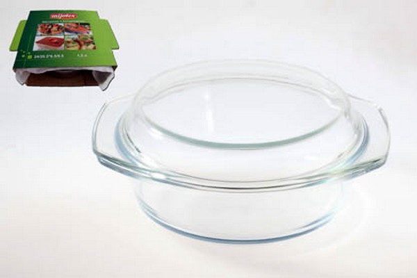 Кастрюля стекл. 1,5л+кр/картон