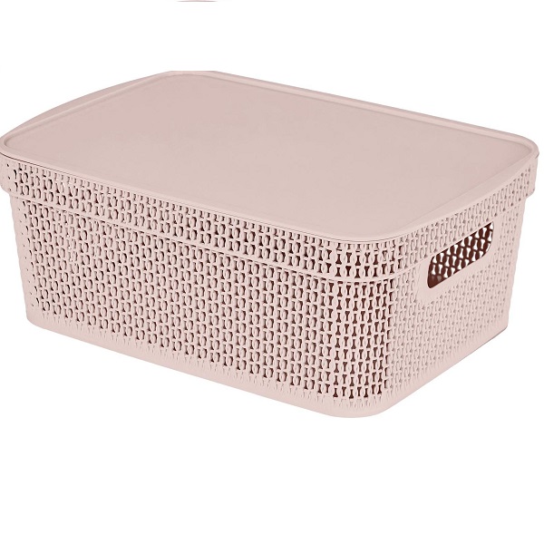 Корзина прямоугольная Ajur 11л (380х270х143мм)(с крышкой) бежевый топаз (то)