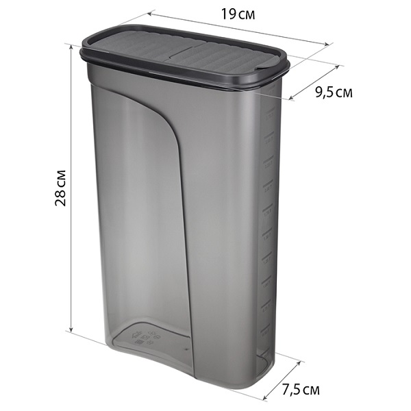 Емкость для сыпучих продуктов БЕСТ 3л (графитовый) (то)