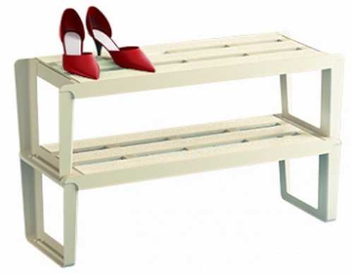 Этажерка для обуви Slip 2-х секц. (слоновая кость)(то)