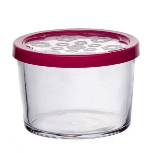 Банка малая бейзик 220 мл с крышкой цв.фуксия
