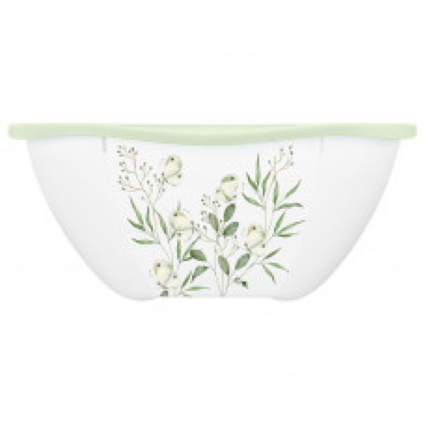 Салатник PERFECT 4,5л с декором на корп. и крышкой (Белый) (то)