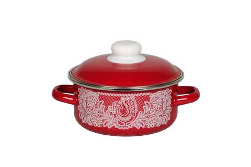 Кастрюля 5л. цилиндр. Вологодское кружево вишневая