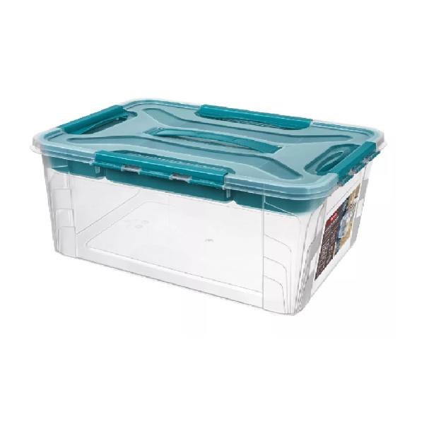 Ящик унив. "GRAND BOX" 390х290х245мм, 20л с замками и вставкой-органайзером голубой (то)