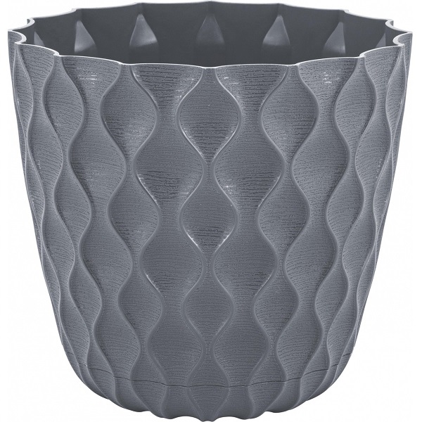 Горшок для цветов Wave D175мм с дренажной сеткой 2,5л вулканический серый