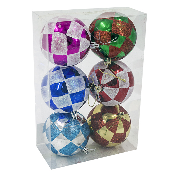 Шары елочные 8см, 6шт 