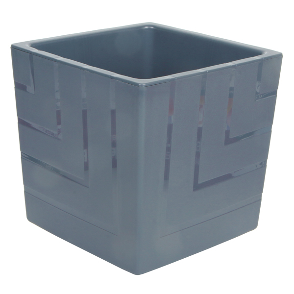 Горшок Квадро 23,4л с черной вкладкой и ручками Антрацит