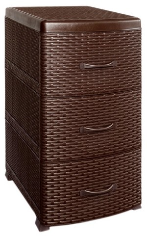 Комод 3-х секц без декора "Ротанг" коричневый 38х48х72см