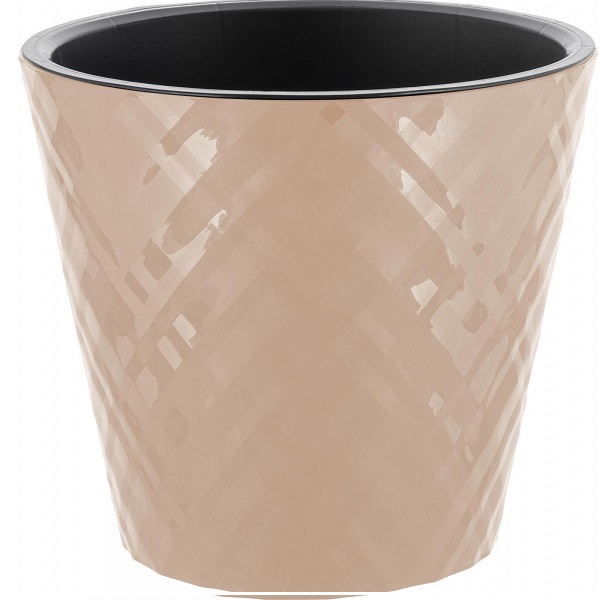 Горшок для цветов Manhattan D230мм, 5л c дренажной вставкой молочный шоколад (то)