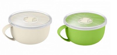 Кружка для бульона с клапаном 0,5л ( бежевый,зелёный)(то)