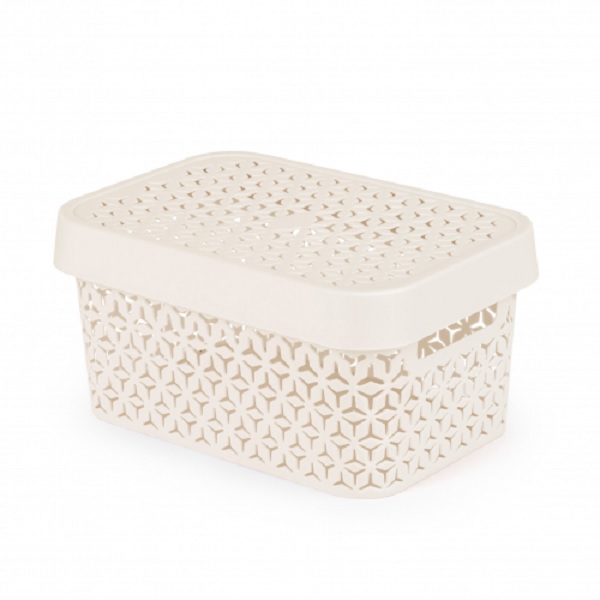 Корзина "Элемент" 5л с крышкой (бежевый) (то)