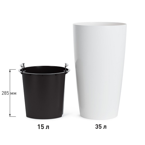 Кашпо "Рондо" 15/35л (со вставкой) (белый)(то)