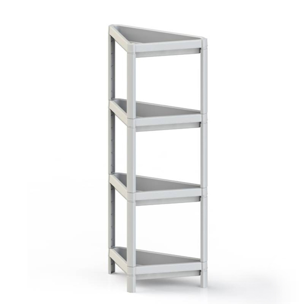 Этажерка 4-х секц. угловая Kleo 442х330х1000мм (белый)(то)