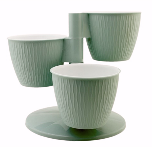 Каскад Пирамида из 3-х горшков с вкладками на подставке Мята