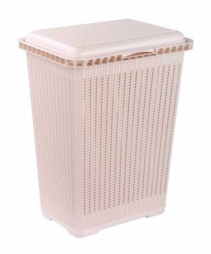 Корзина для белья "Вязаное плетение" 25л (бежевый) (то)