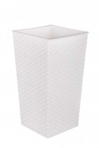 Кашпо напольное "Ротанг" 8л/15л со вставкой (белый)(то)